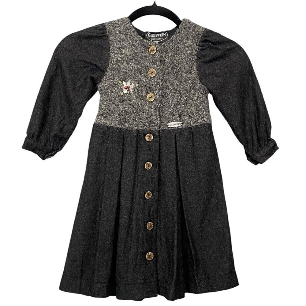 GIESSWEIN Girls Wool Dress‎ Size 104 4T Black Pleated Cute School Party